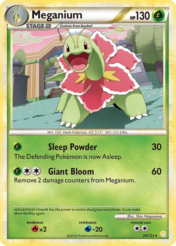 Meganium (26/123) (Theme Deck Exclusive) [HeartGold & SoulSilver: Base Set] | Mega City Incorporated