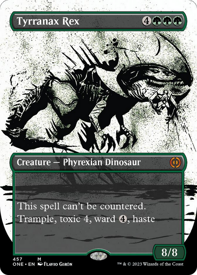 Tyrranax Rex (Borderless Ichor Step-and-Compleat Foil) [Phyrexia: All Will Be One] | Mega City Incorporated