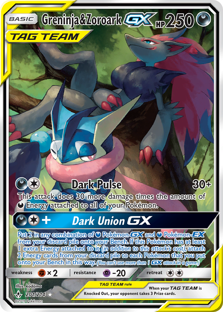 Greninja & Zoroark GX (201/214) [Sun & Moon: Unbroken Bonds] | Mega City Incorporated