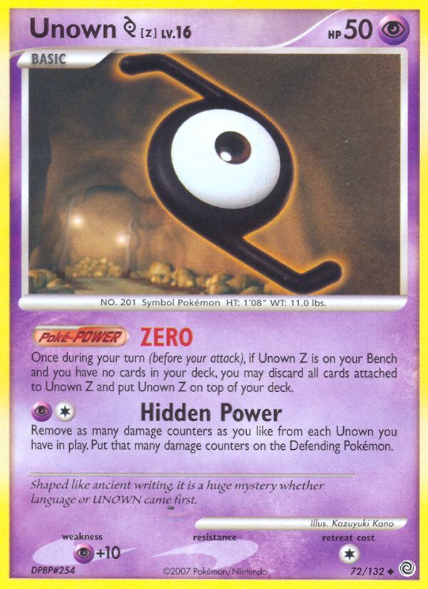 Unown Z (72/132) [Diamond & Pearl: Secret Wonders] | Mega City Incorporated