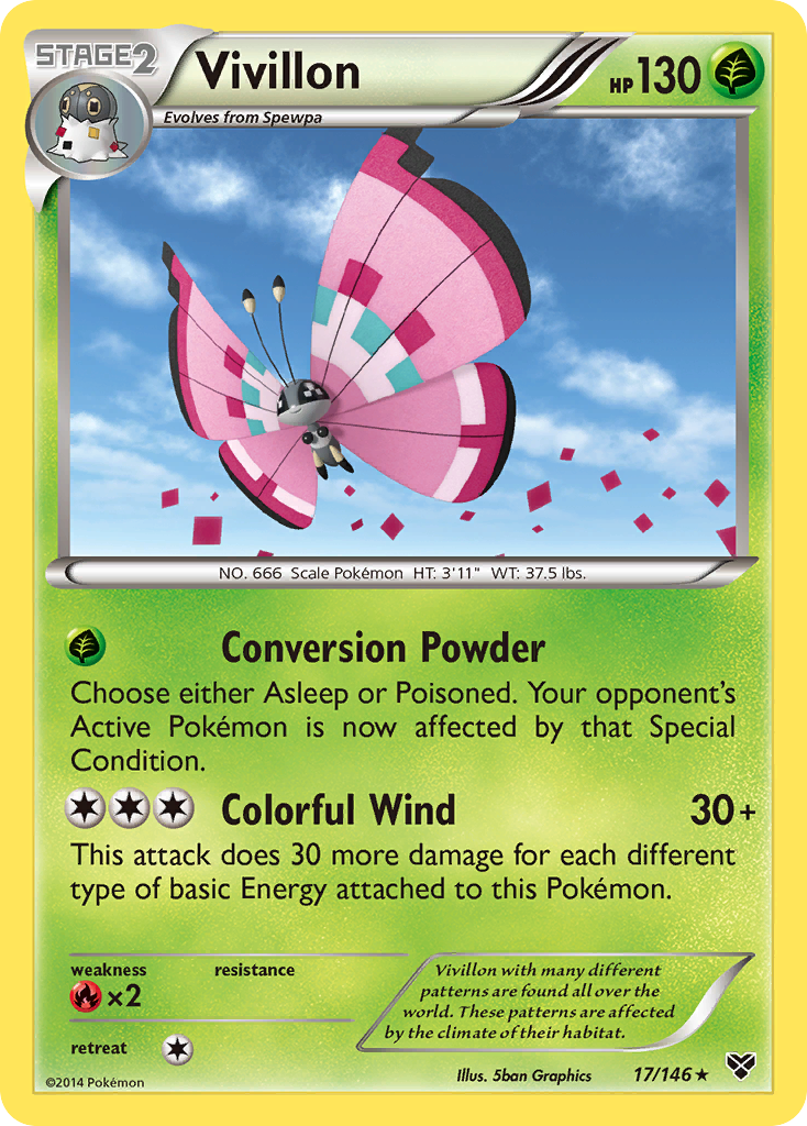 Vivillon (17/146) (Meadow Form/Pink Wings) [XY: Base Set] | Mega City Incorporated