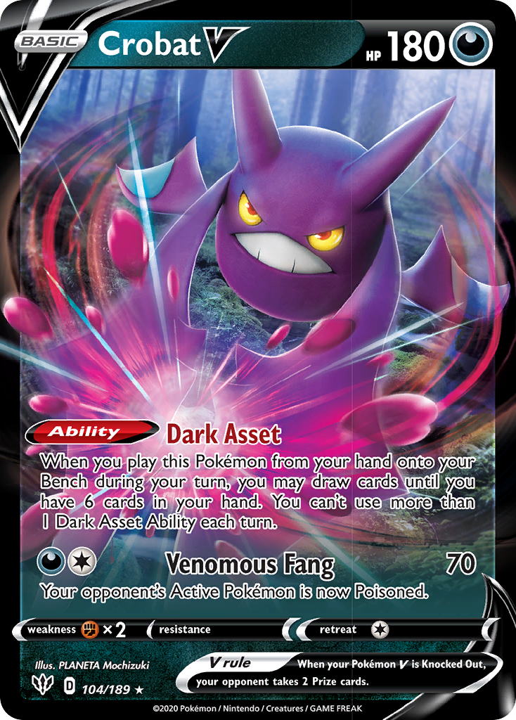 Crobat V (104/189) [Sword & Shield: Darkness Ablaze] | Mega City Incorporated