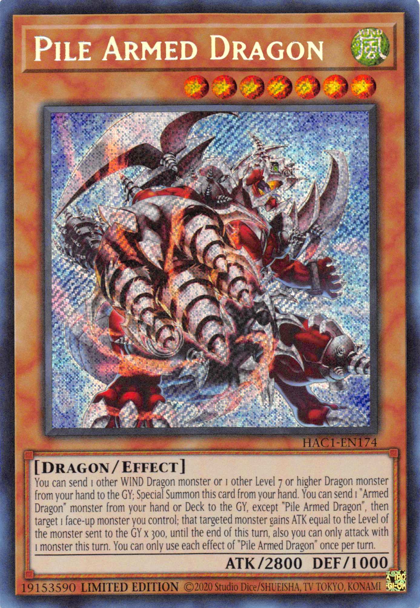 Pile Armed Dragon [HAC1-EN174] Secret Rare | Mega City Incorporated