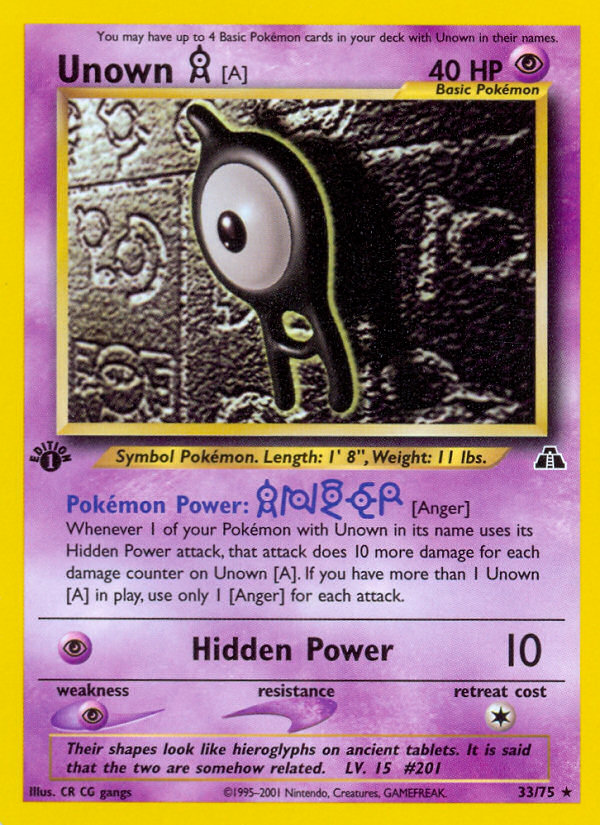 Unown [A] (33/75) [Neo Discovery 1st Edition] | Mega City Incorporated