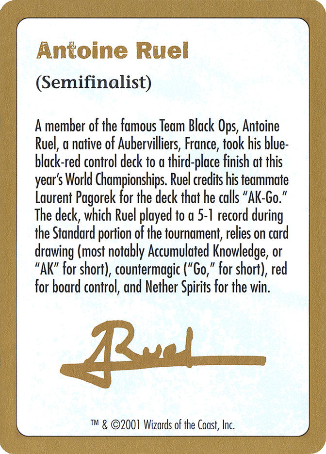 Antoine Ruel Bio [World Championship Decks 2001] | Mega City Incorporated