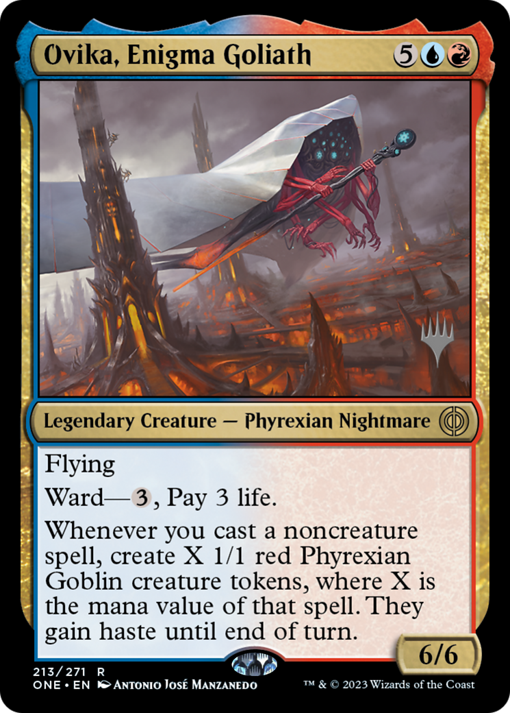 Ovika, Enigma Goliath (Promo Pack) [Phyrexia: All Will Be One Promos] | Mega City Incorporated