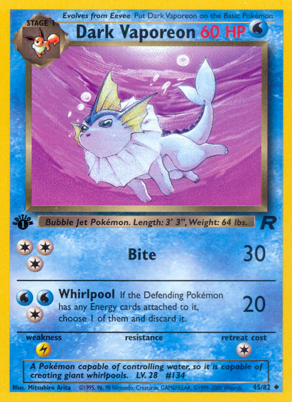 Dark Vaporeon (45/82) [Team Rocket 1st Edition] | Mega City Incorporated