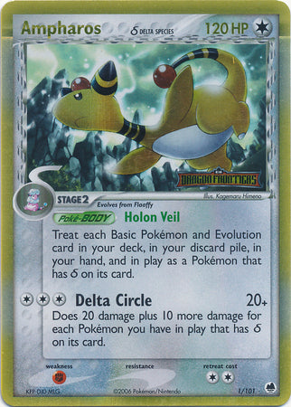 Ampharos (1/101) (Delta Species) (Stamped) [EX: Dragon Frontiers] | Mega City Incorporated
