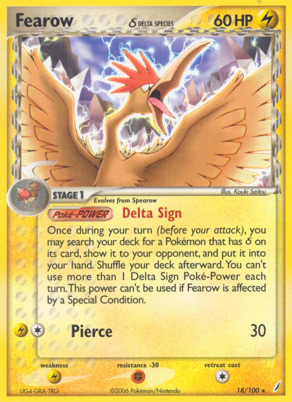 Fearow (18/100) (Delta Species) [EX: Crystal Guardians] | Mega City Incorporated