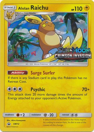 Alolan Raichu (SM72) (Staff Prerelease Promo) [Sun & Moon: Black Star Promos] | Mega City Incorporated