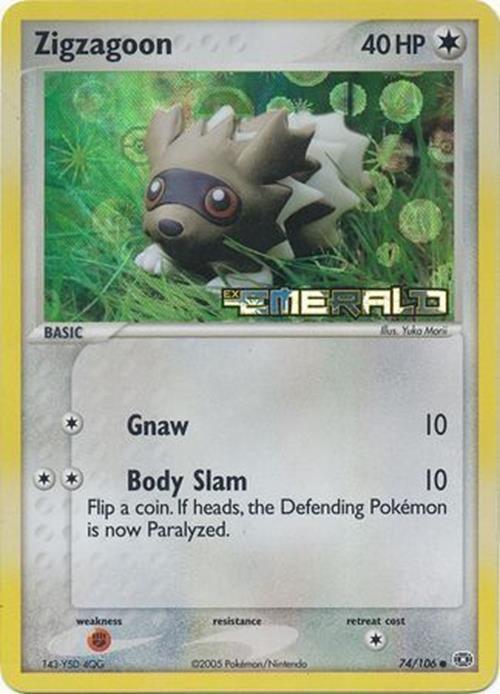 Zigzagoon (74/106) (Stamped) [EX: Emerald] | Mega City Incorporated