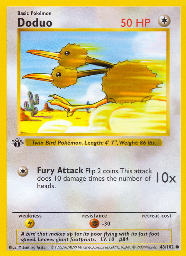 Doduo (48/102) (Shadowless) [Base Set 1st Edition] | Mega City Incorporated