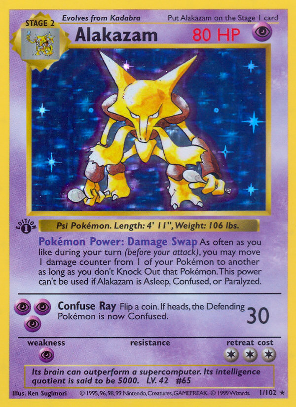 Alakazam (1/102) (Shadowless) [Base Set 1st Edition] | Mega City Incorporated