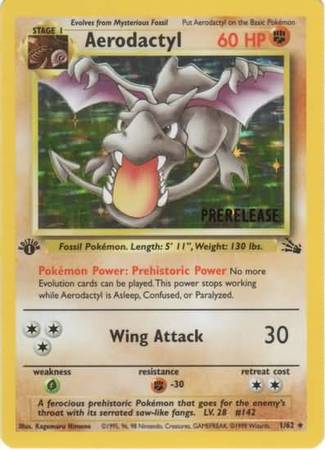 Aerodactyl (1/62) (Prerelease Promo) [Fossil 1st Edition] | Mega City Incorporated