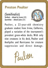 1996 Preston Poulter Biography Card [World Championship Decks] | Mega City Incorporated