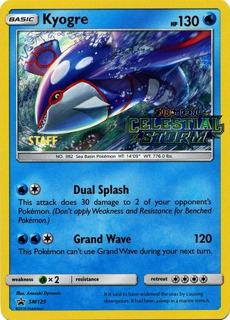 Kyogre (SM129) (Staff Prerelease Promo) [Sun & Moon: Black Star Promos] | Mega City Incorporated