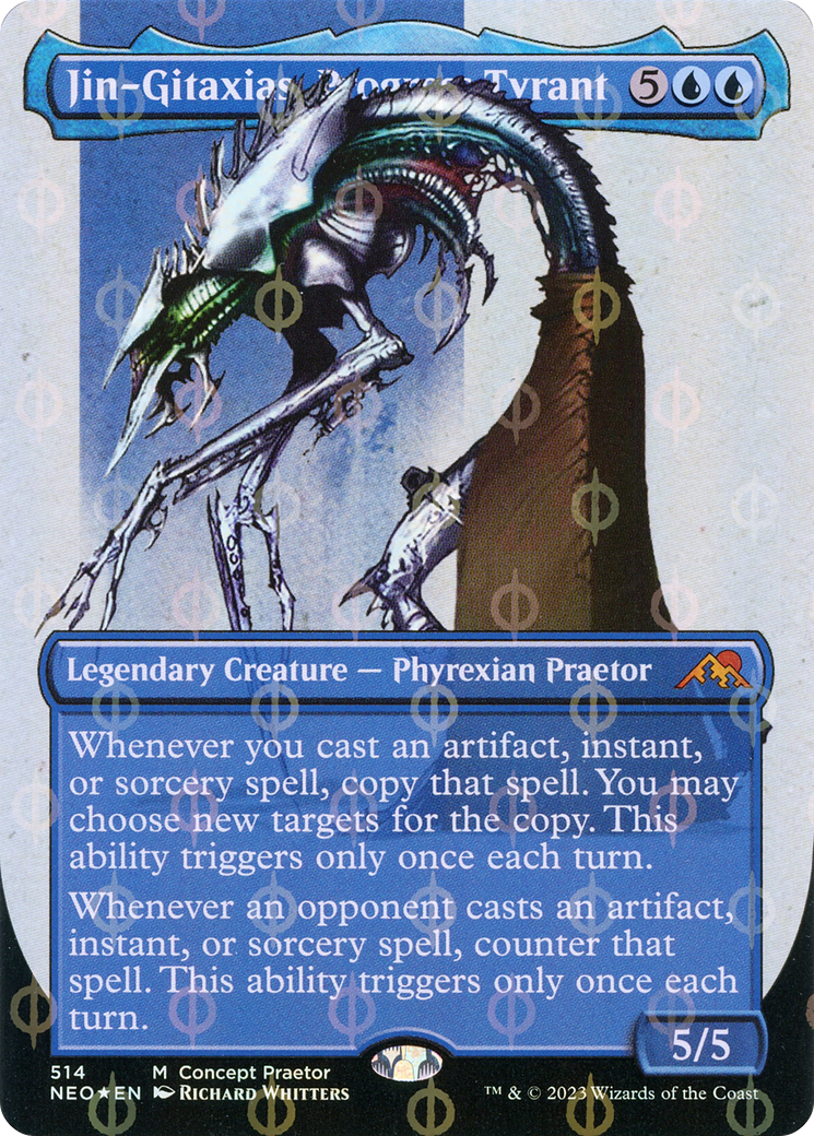 Jin-Gitaxias, Progress Tyrant (Borderless Concept Praetors Step-and-Compleat Foil) [Phyrexia: All Will Be One] | Mega City Incorporated