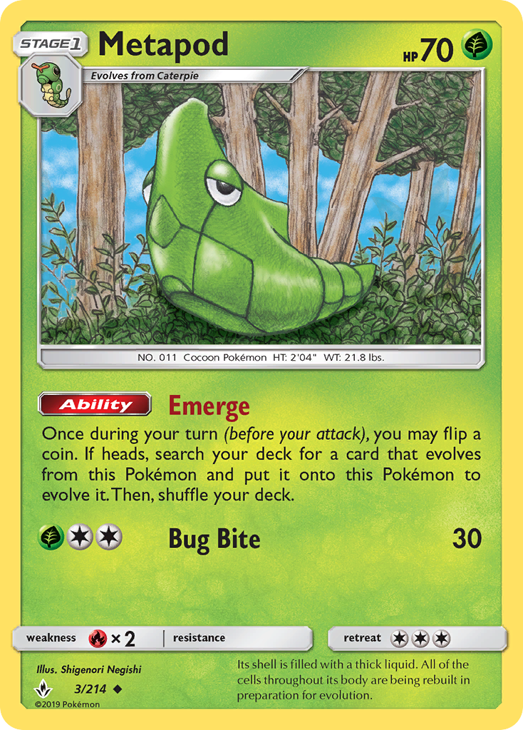 Metapod (3/214) [Sun & Moon: Unbroken Bonds] | Mega City Incorporated