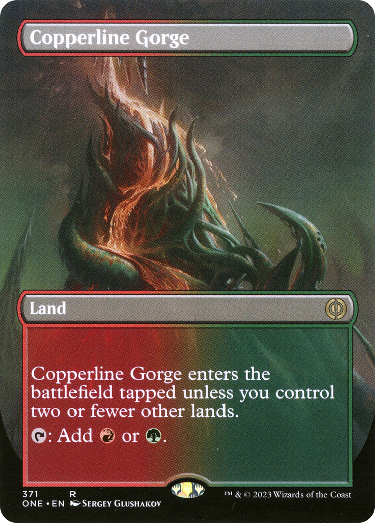 Copperline Gorge (Borderless Alternate Art) [Phyrexia: All Will Be One] | Mega City Incorporated