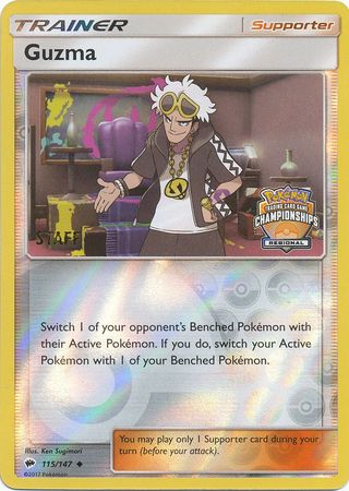 Guzma (115/147) (League Promo) (Staff) [Sun & Moon: Burning Shadows] | Mega City Incorporated