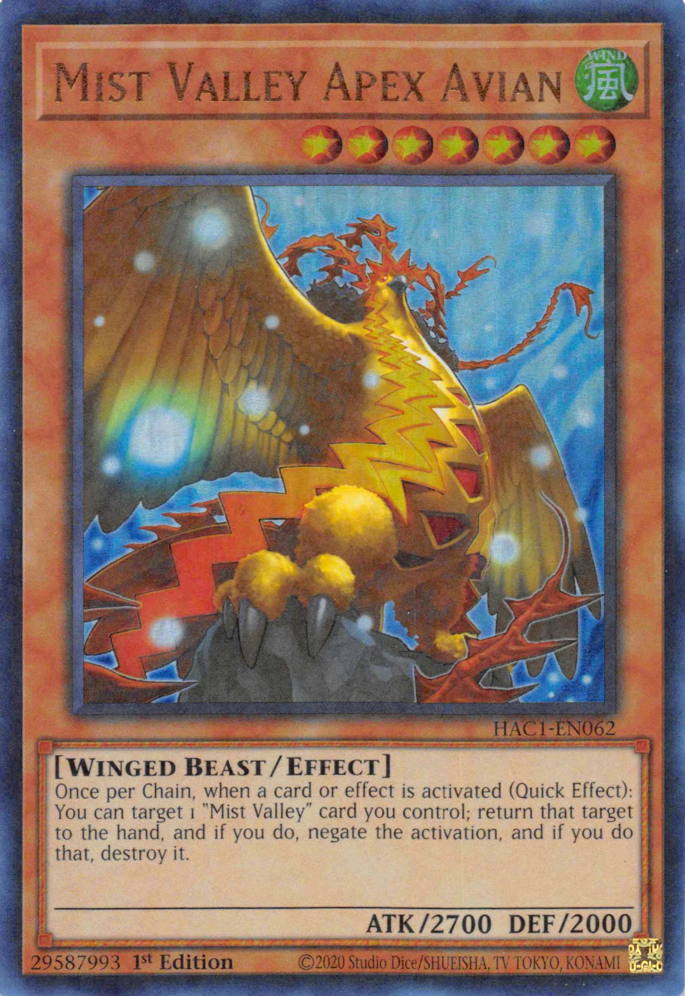 Mist Valley Apex Avian (Duel Terminal) [HAC1-EN062] Parallel Rare | Mega City Incorporated