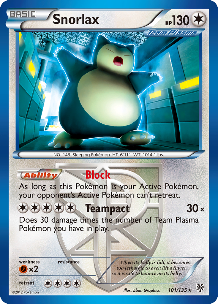 Snorlax (101/135) [Black & White: Plasma Storm] | Mega City Incorporated