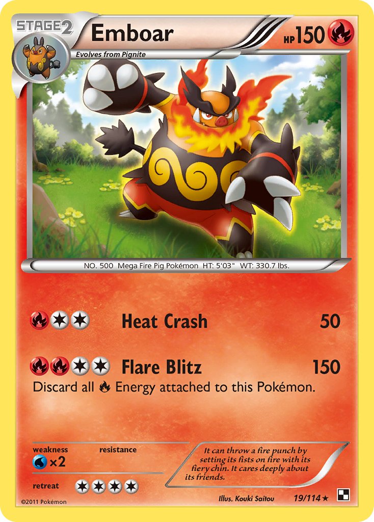 Emboar (19/114) (Cracked Ice Holo) (Theme Deck Exclusive) [Black & White: Base Set] | Mega City Incorporated