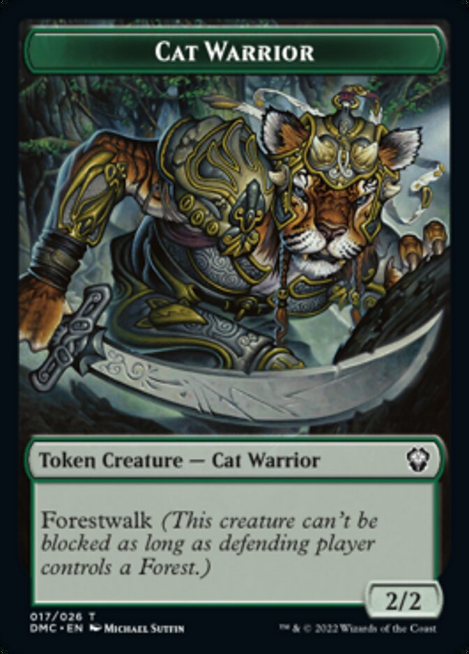 Saproling // Cat Warrior Double-sided Token [Dominaria United Tokens] | Mega City Incorporated