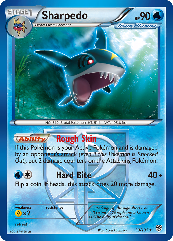 Sharpedo (33/135) [Black & White: Plasma Storm] | Mega City Incorporated