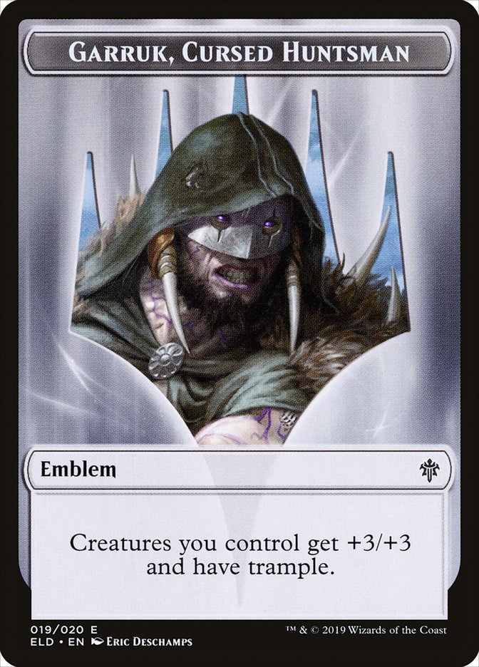 Garruk, Cursed Huntsman Emblem [Throne of Eldraine Tokens] | Mega City Incorporated