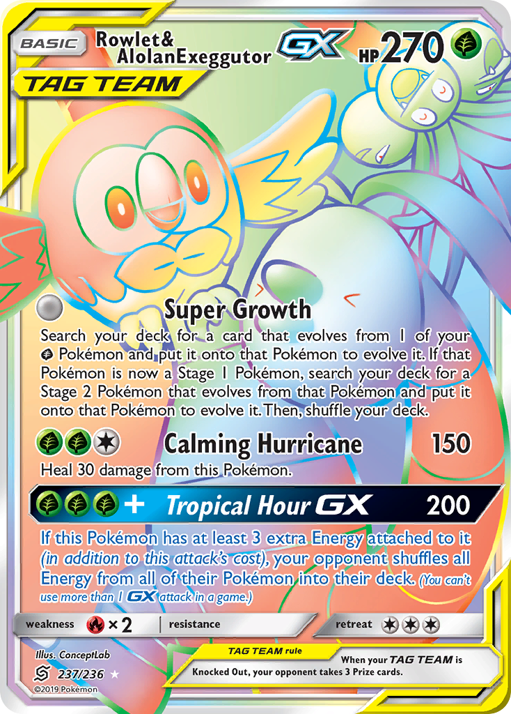 Rowlet & Alolan Exeggutor GX (237/236) [Sun & Moon: Unified Minds] | Mega City Incorporated