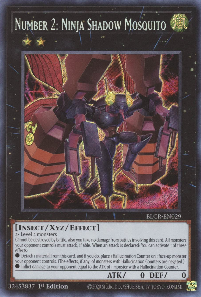 Number 2: Ninja Shadow Mosquito [BLCR-EN029] Secret Rare | Mega City Incorporated