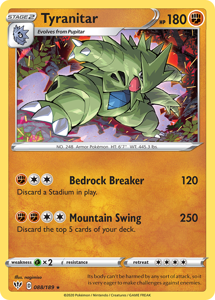 Tyranitar (088/189) [Sword & Shield: Darkness Ablaze] | Mega City Incorporated