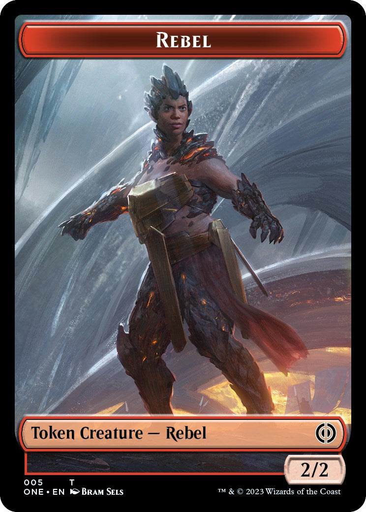 Rebel // Goblin Double-Sided Token [Phyrexia: All Will Be One Commander Tokens] | Mega City Incorporated
