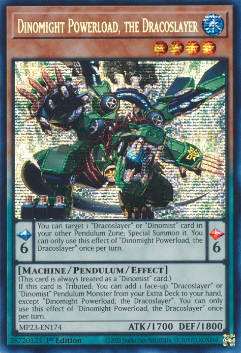 Dinomight Powerload, the Dracoslayer [MP23-EN174] Prismatic Secret Rare | Mega City Incorporated