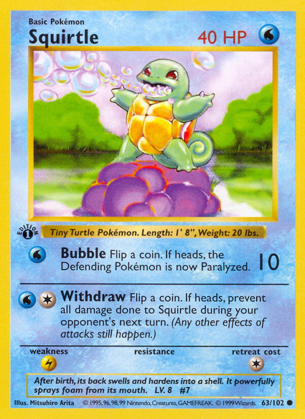 Squirtle (63/102) (Shadowless) [Base Set 1st Edition] | Mega City Incorporated