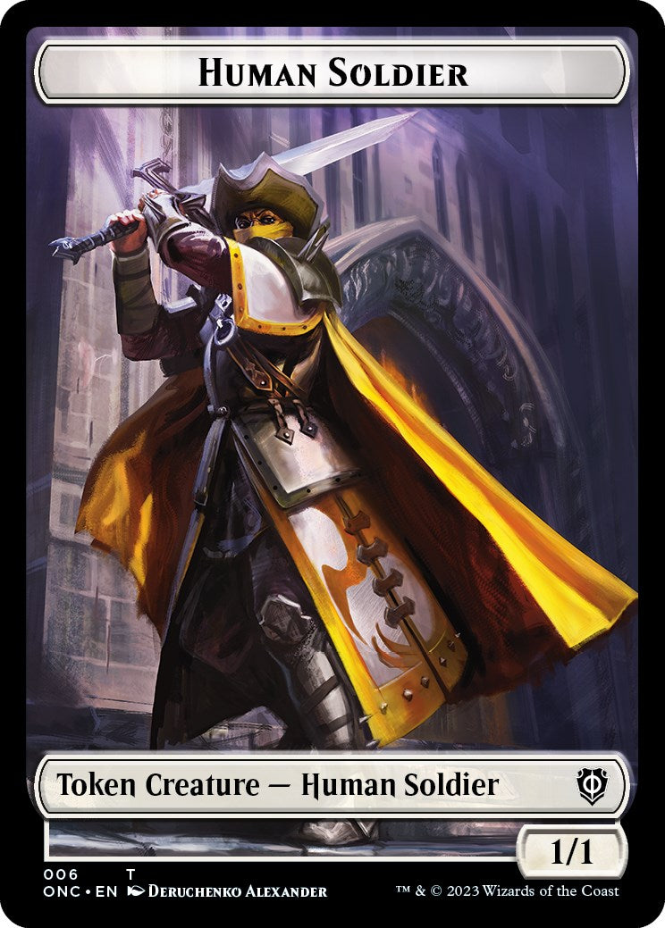 Human Soldier // Elephant Double-Sided Token [Phyrexia: All Will Be One Commander Tokens] | Mega City Incorporated