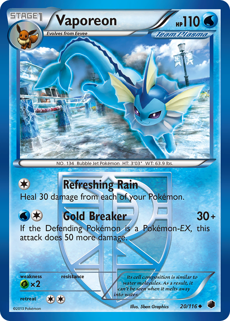 Vaporeon (20/116) [Black & White: Plasma Freeze] | Mega City Incorporated