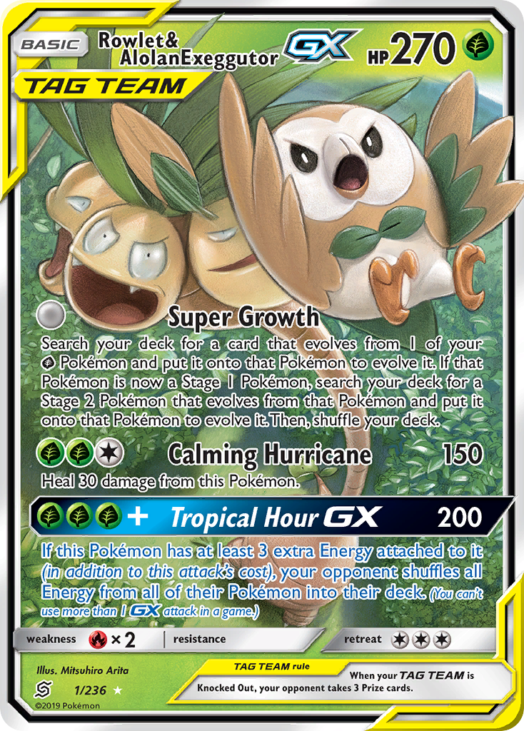 Rowlet & Alolan Exeggutor GX (1/236) [Sun & Moon: Unified Minds] | Mega City Incorporated