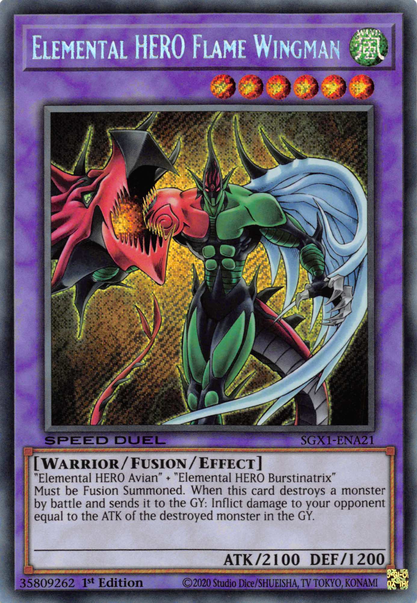 Elemental HERO Flame Wingman [SGX1-ENA21] Secret Rare | Mega City Incorporated