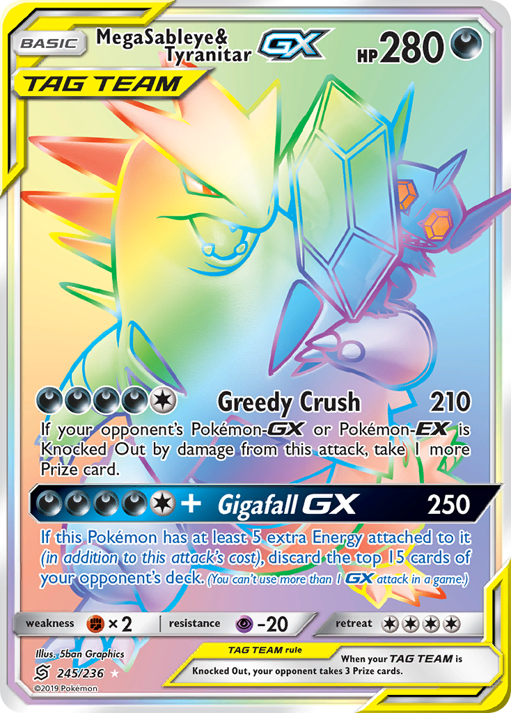 Mega Sableye & Tyranitar GX (245/236) [Sun & Moon: Unified Minds] | Mega City Incorporated