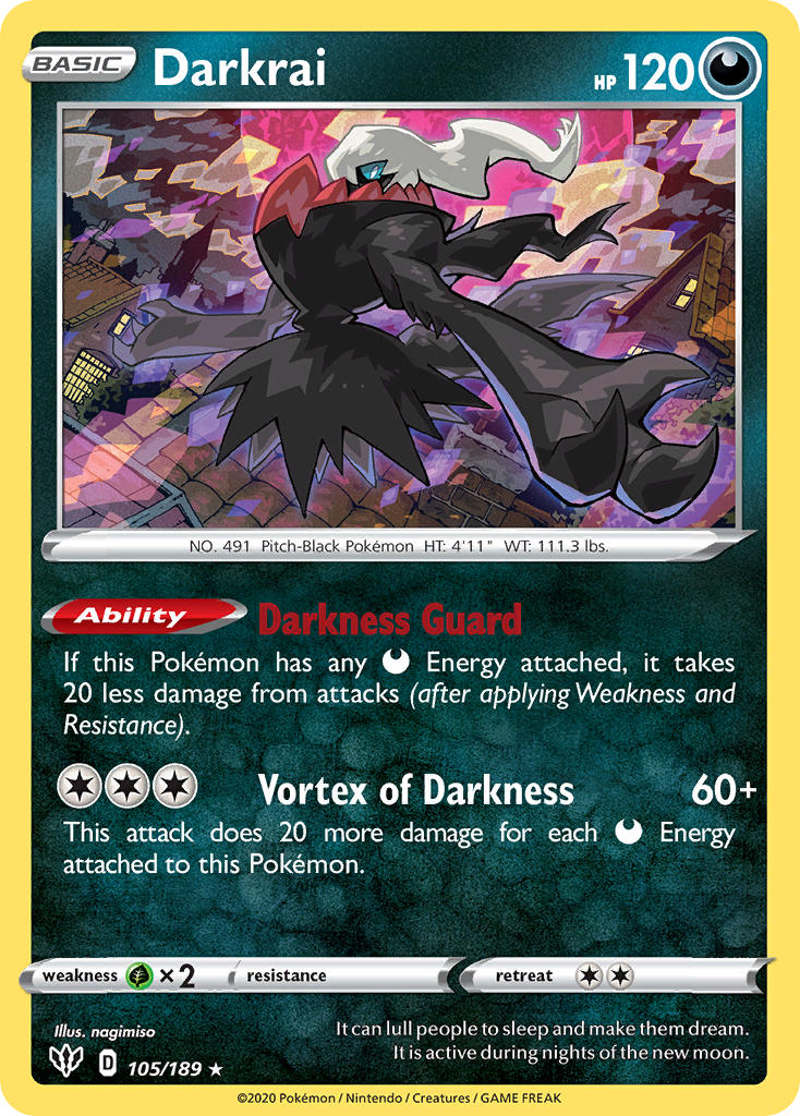 Darkrai (105/189) (Theme Deck Exclusive) [Sword & Shield: Darkness Ablaze] | Mega City Incorporated