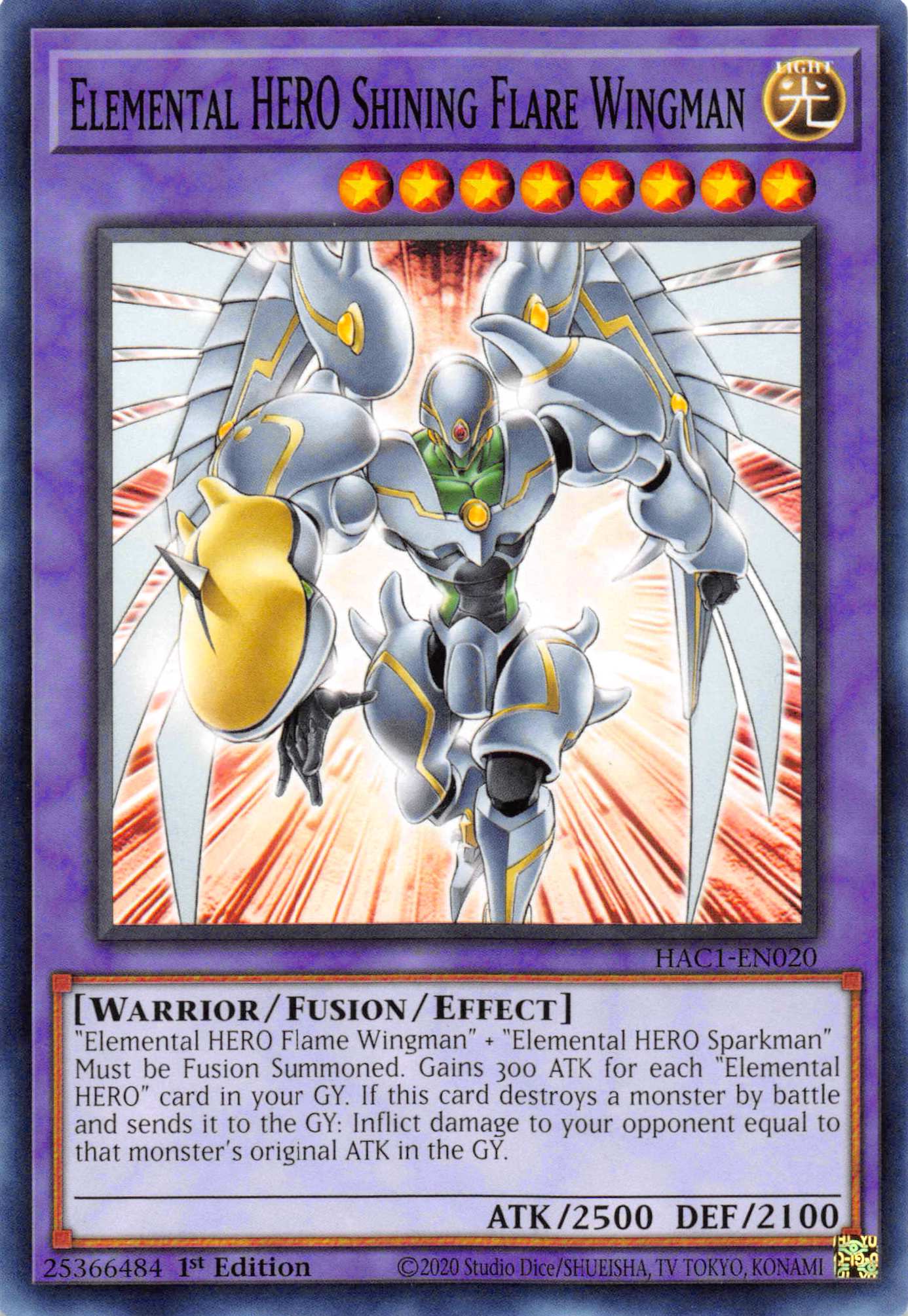 Elemental HERO Shining Flare Wingman (Duel Terminal) [HAC1-EN020] Parallel Rare | Mega City Incorporated