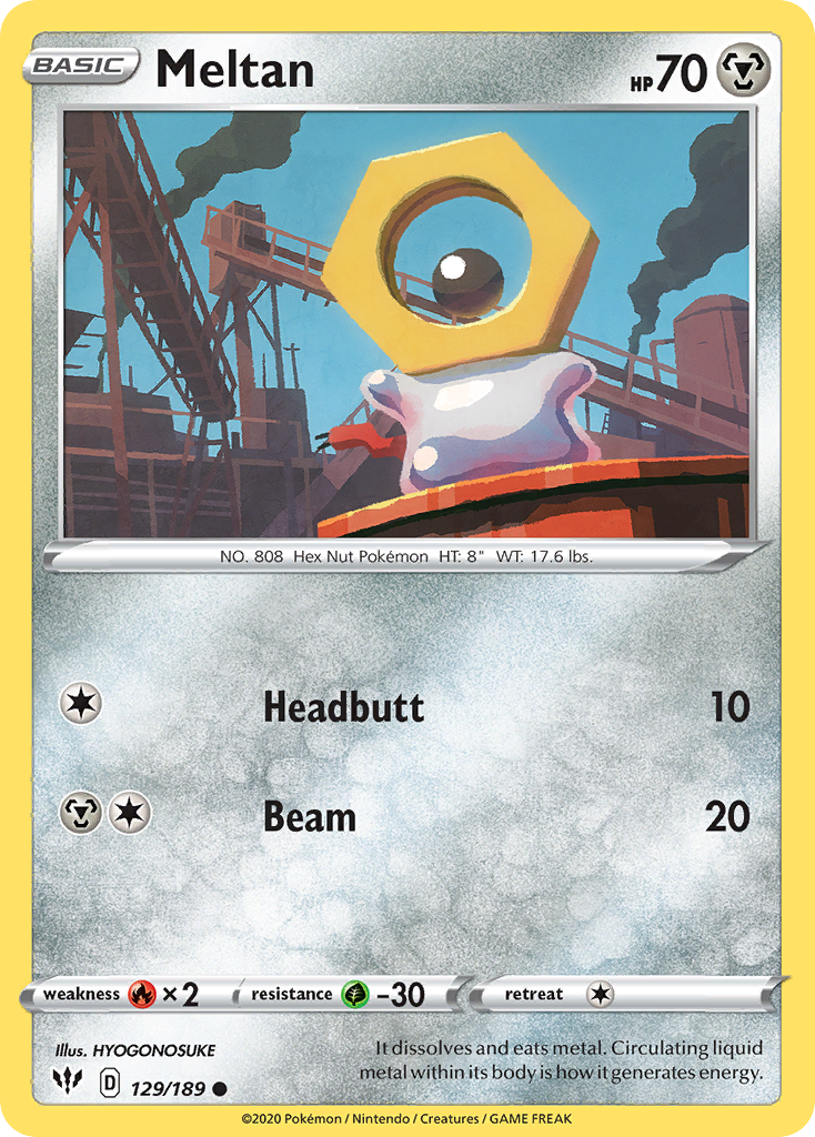 Meltan (129/189) [Sword & Shield: Darkness Ablaze] | Mega City Incorporated