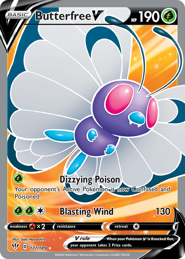 Butterfree V (177/189) [Sword & Shield: Darkness Ablaze] | Mega City Incorporated