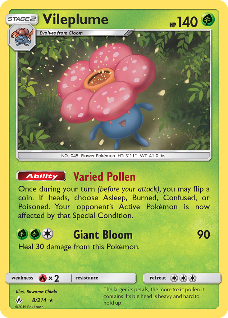 Vileplume (8/214) [Sun & Moon: Unbroken Bonds] | Mega City Incorporated