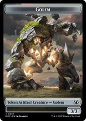 Golem // Clue Double-Sided Token [March of the Machine Commander Tokens] | Mega City Incorporated