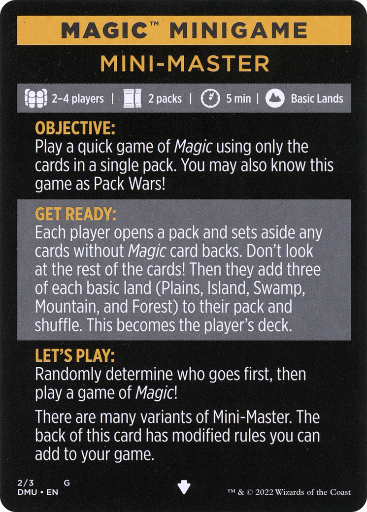 Mini-Master (Magic Minigame) [Commander Legends: Battle for Baldur's Gate Minigame] | Mega City Incorporated