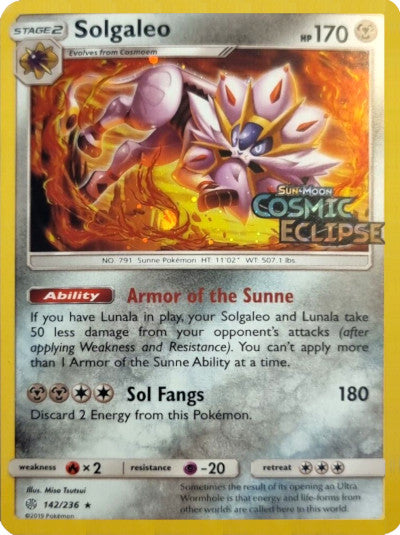 Solgaleo (142/236) (Cosmos Holo) [Sun & Moon: Cosmic Eclipse] | Mega City Incorporated