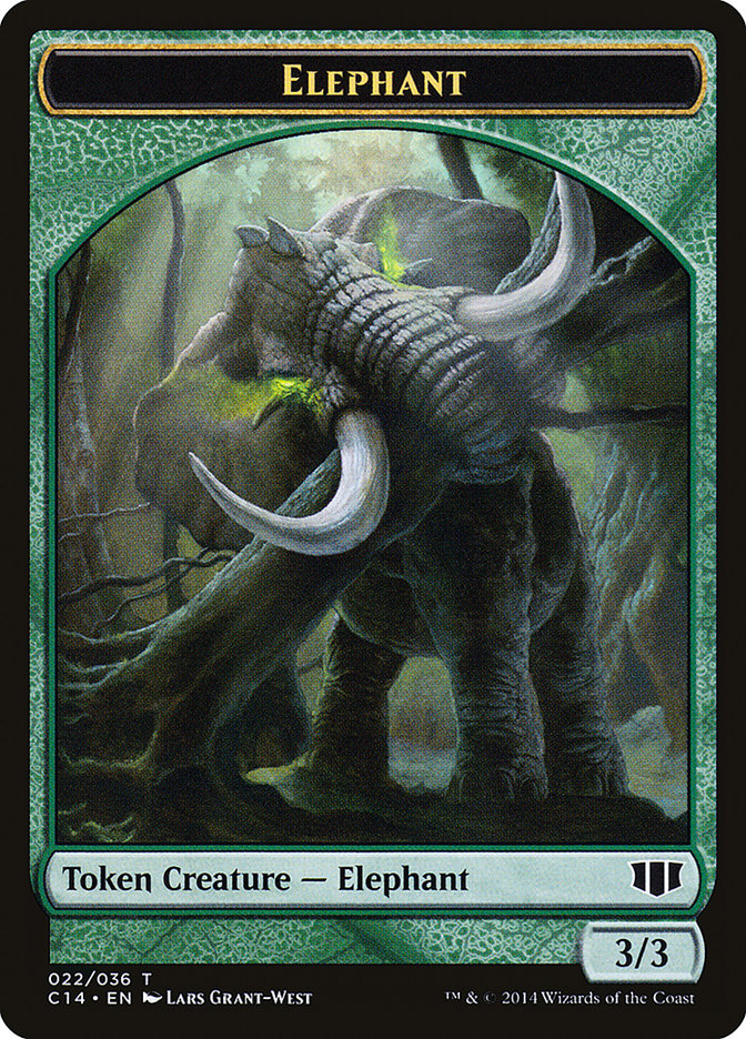 Elephant // Elf Warrior Double-sided Token [Commander 2014 Tokens] | Mega City Incorporated